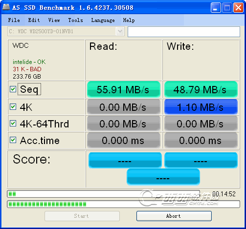 AS SSD Benchmark(SSD固态硬盘传输速度测试)