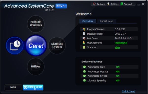 系统性能优化软件(Advanced SystemCare Pro)