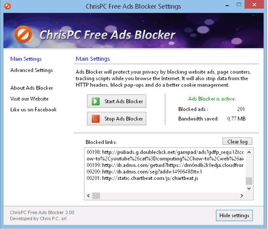 ChrisPC Free Ads Blocker广告拦截工具