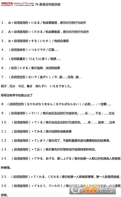 日语初级阶段76条语法句型总结