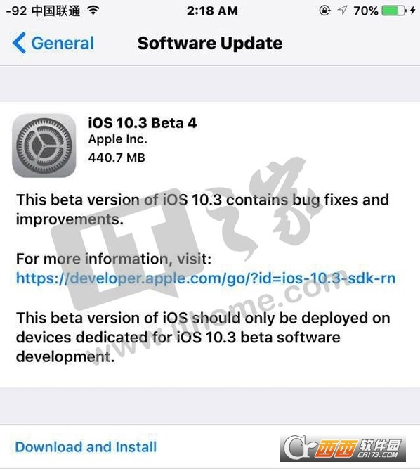 苹果ios10.3 Beta4更新预览版固件