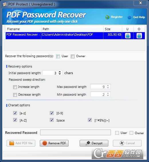 PDF密码恢复器