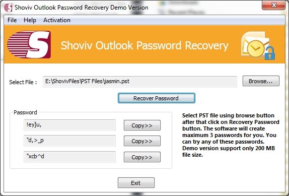 outlook文件密码恢复Shoviv Outlook Password Recovery