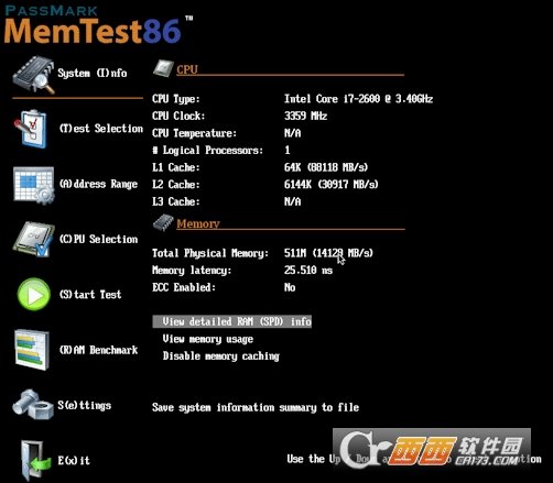 内存测试软件PassMark MemTest86
