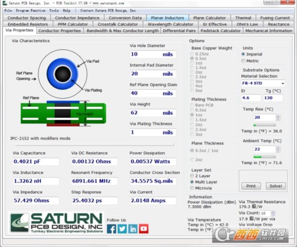 pcb参数计算器(Saturn PCB Toolkit)