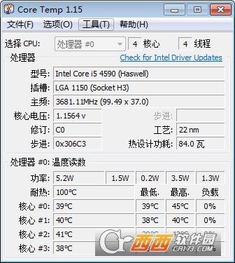 CPU数字温度传感器(CoreTemp)