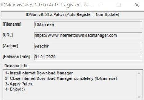 IDMan v6.36.x Patch(Auto Register-Nou-Update)