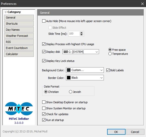 硬件信息实时监控工具(MiTeC InfoBar)
