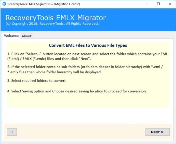 EMXL文件导出重命名工具RecoveryTools EMLX Migrator