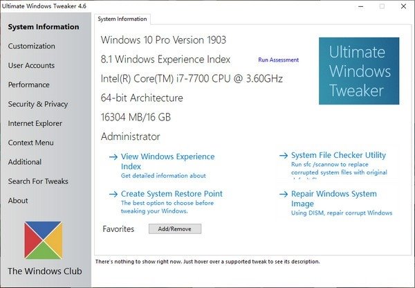 Vista系统优化工具(Ultimate Windows Tweaker)
