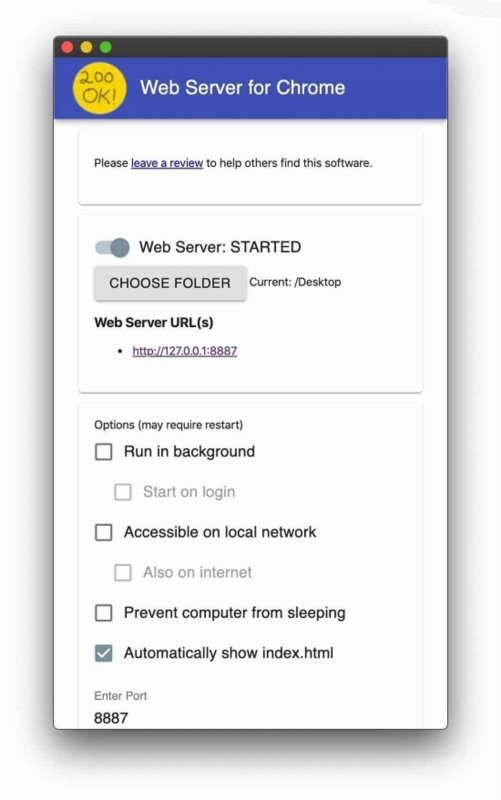 Web Server for Chrome(Chrome临时HTTP服务器)