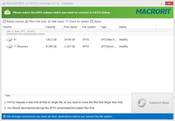 硬盘格式转换Macrorit NTFS to FAT32 Converter