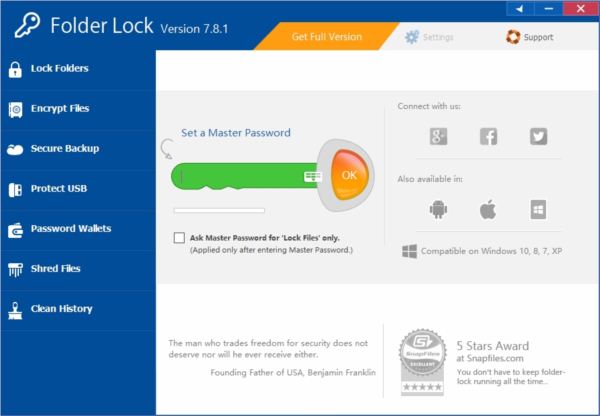 文件加密保护工具Folder Lock